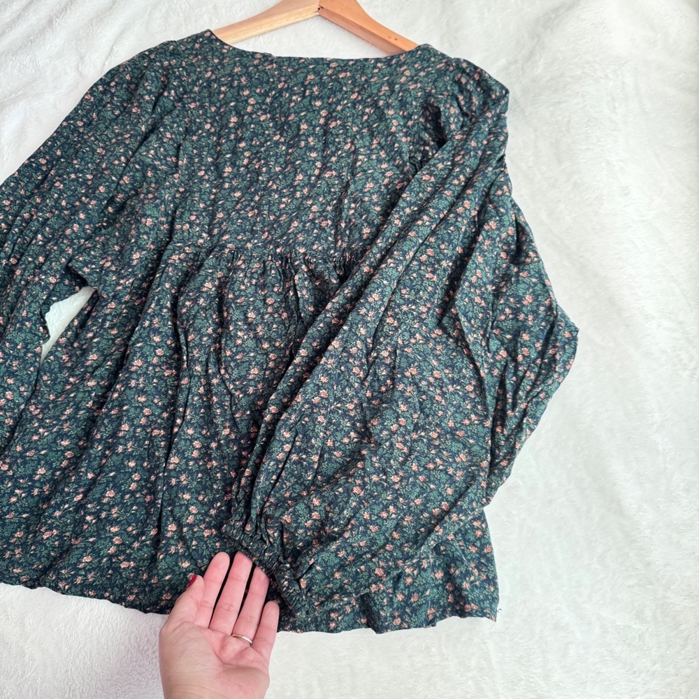 Ralph Lauren Denim & Supply Boho Peasant Tassel Green Floral Women’s S Blouse - Picture 4 of 8